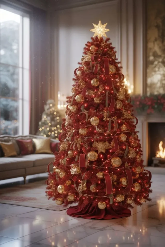 Classic Red and Gold: A Timeless Christmas Tree Theme