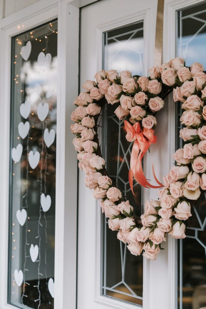 Heart-Themed Window and Door Displays