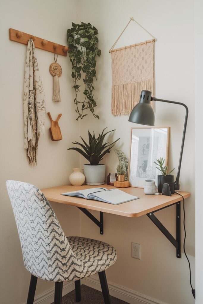  Tiny workspace with a wall-mounted desk