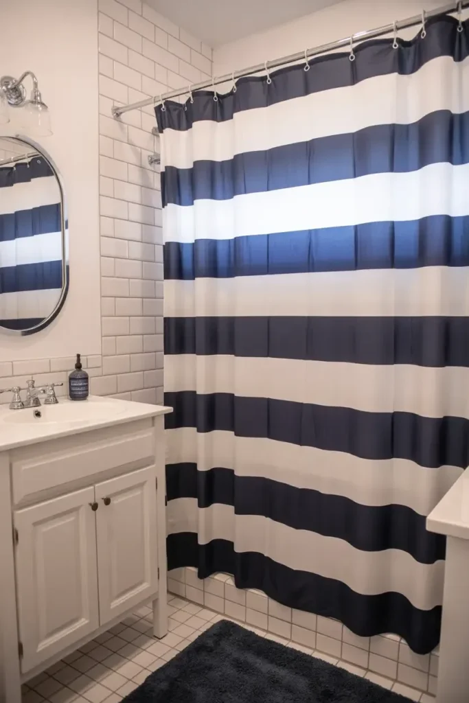 Use a Bold Shower Curtain