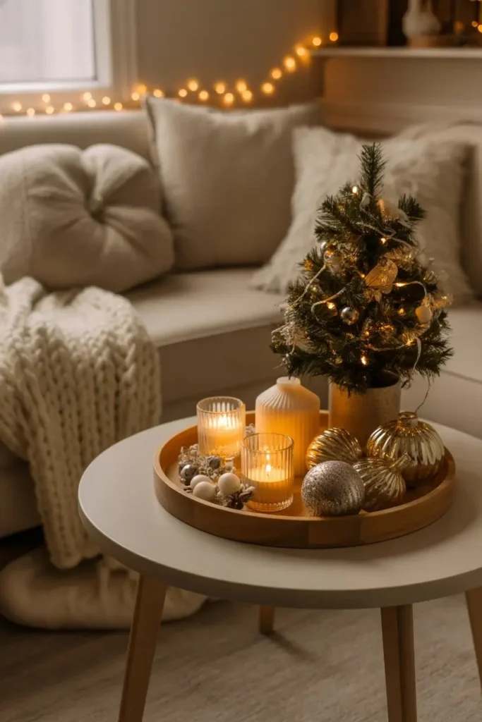 Cozy Christmas Coffee Table Decor for Small Spaces