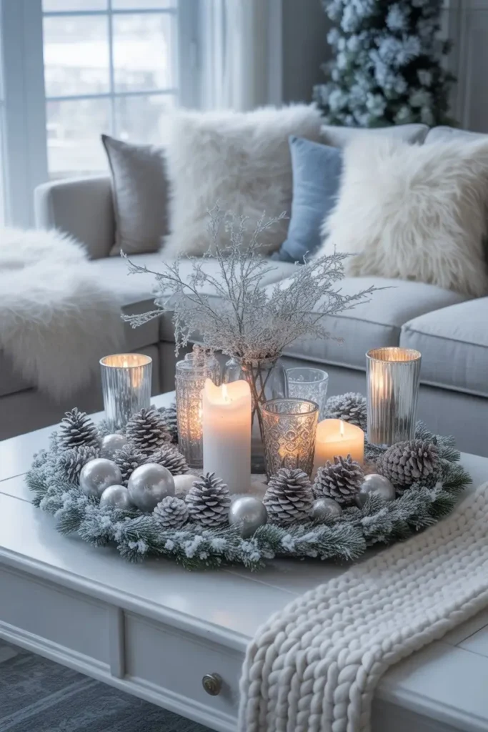 Switching from Christmas to Winter Coffee Table Decor