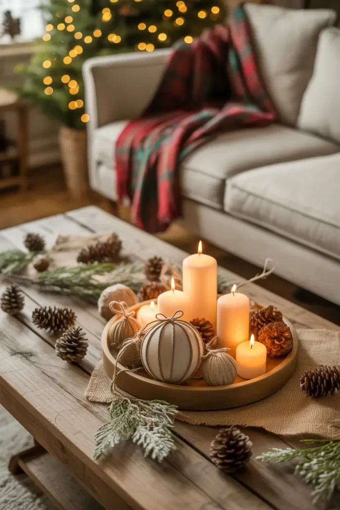 Rustic Christmas Coffee Table Decor