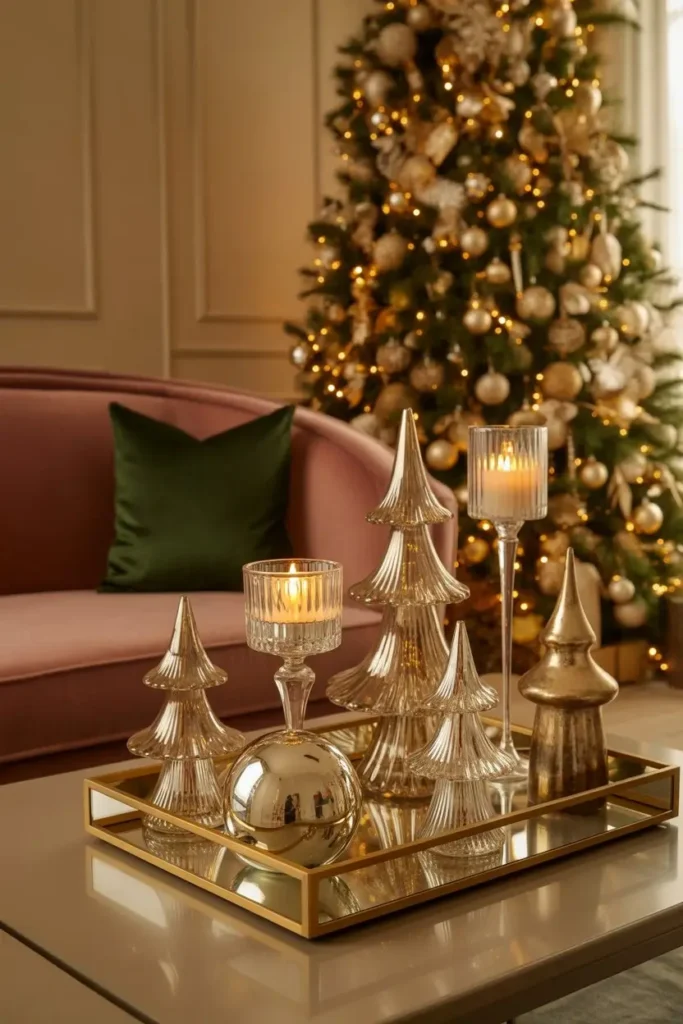 Glam Christmas Coffee Table Decor