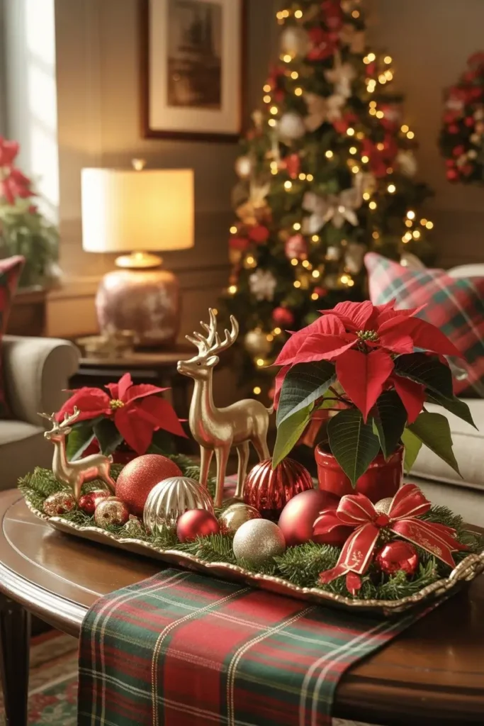 Traditional Red and Green Christmas Table Styling