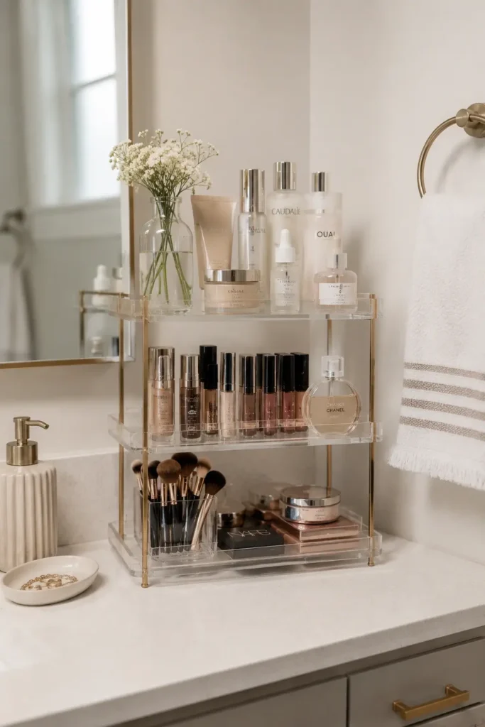 Add Adhesive Organizers Inside Cabinet Doors