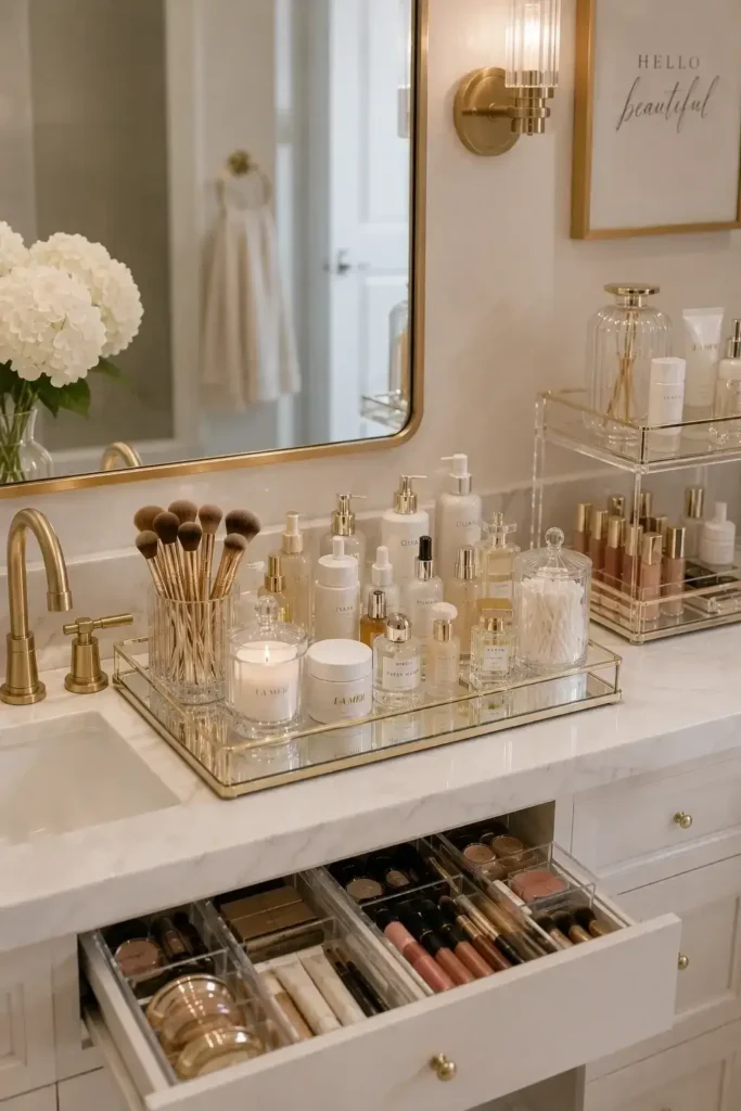 Organize Makeup with Lazy Susans