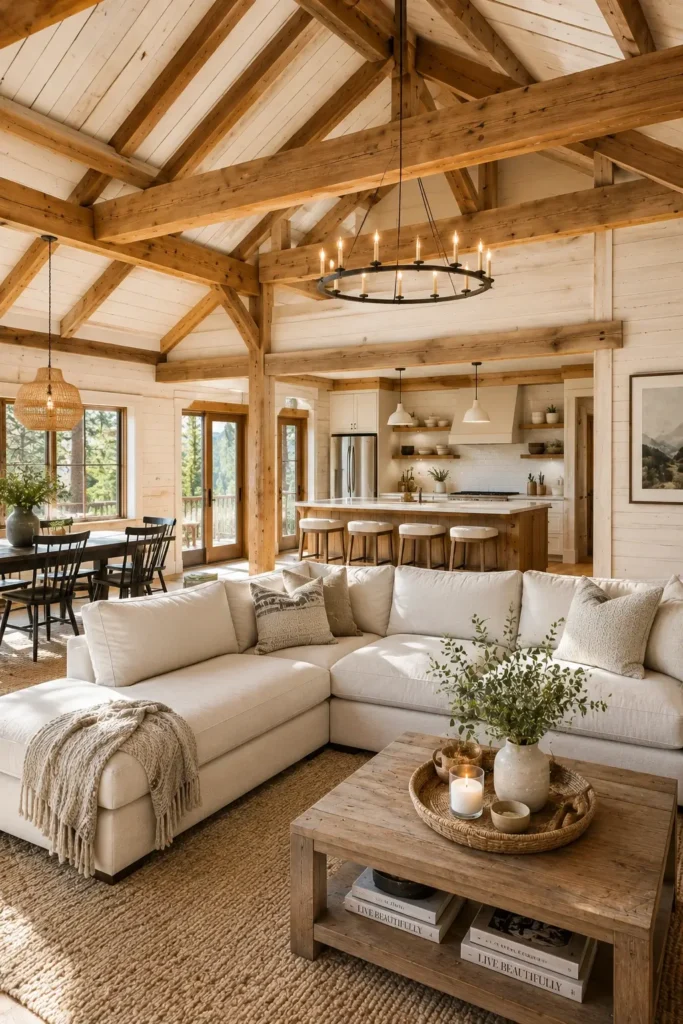 Add Rustic Wood Beams for Timeless Cabin Style