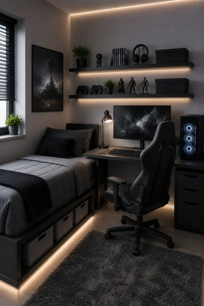 Gaming Room Ideas with Bed